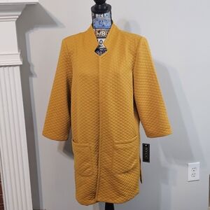 NYCC NWT Women's Quarter Sleeve Gold Open Front Kimono Quilted Cardigan XL